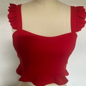 Nasty gal Red Frill Sleeveless Crop Top